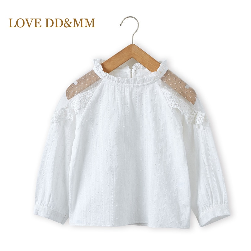 LOVE DD & MM-camisetas informales para niña, camisa de manga larga con lunares calados de encaje, trajes, ropa para niño, disfraz para niño: 5