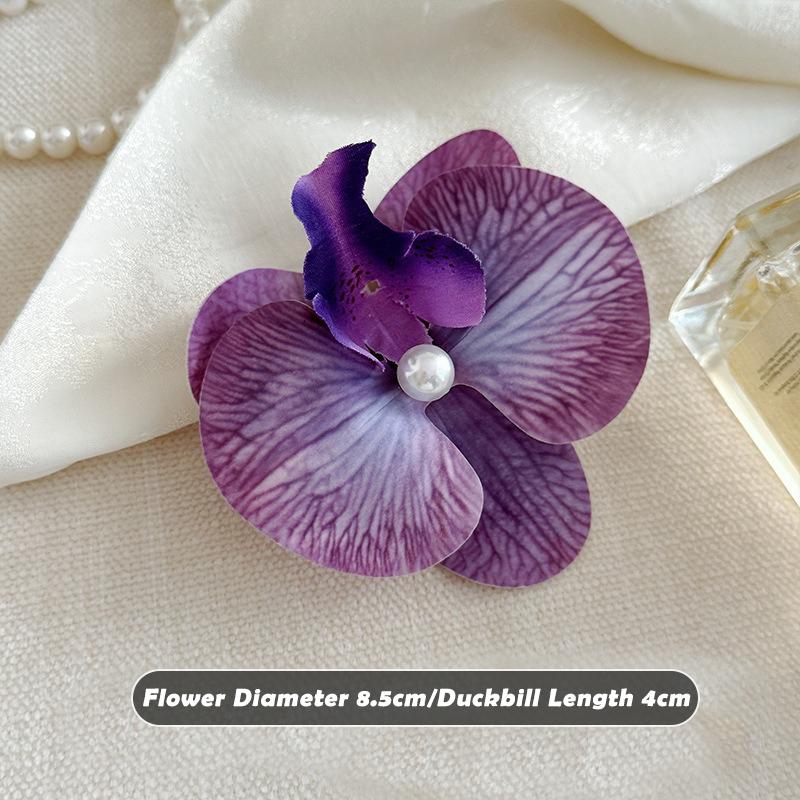 Pinzas para el cabello con flores de orquídeas para mujer, horquilla bohemia, pasador nupcial, playa, boda, flor artificial, accesorios para el cabello para vacaciones: Rosa