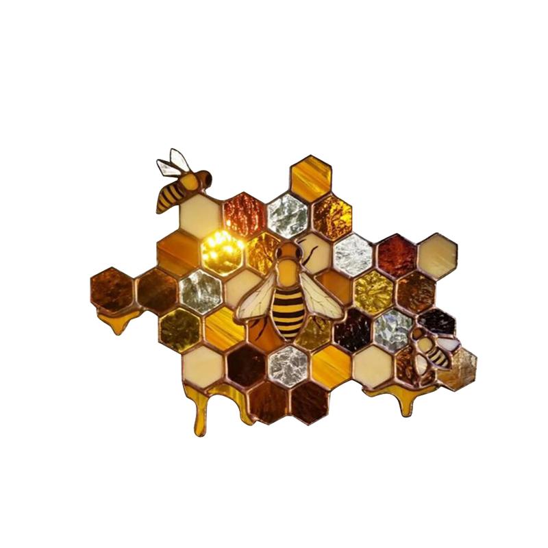 Bee Hive Cartoon Sticker Home Window Wallpaper Decoration Cute Pattern Sunflower PVC Wallpaper Wreath Shape Bedroom Living Room: 04