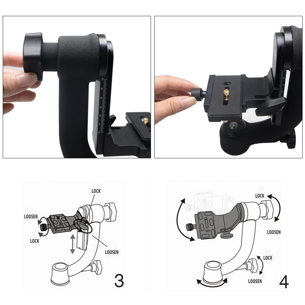 Hochleistungs-gimbal-stativkopf für dslr-kameras mit teleobjektiv