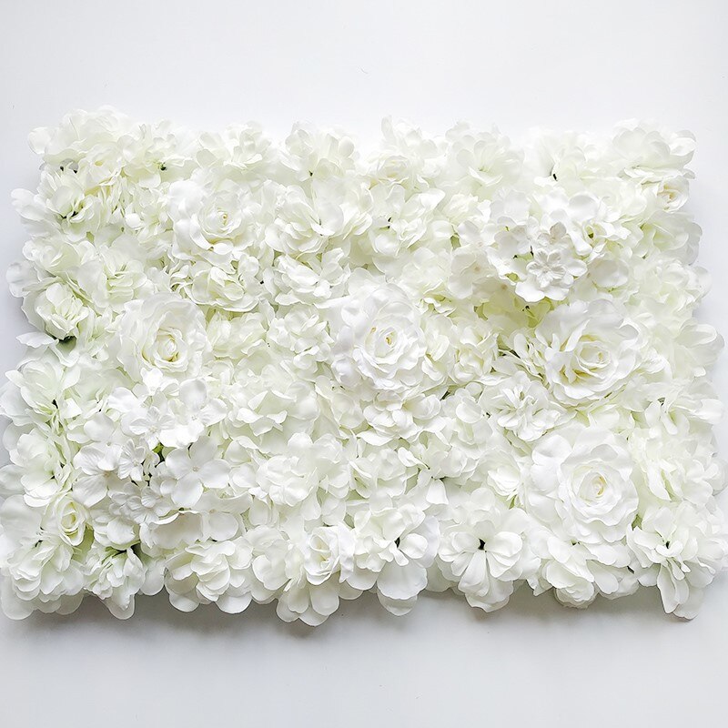 Kunstige blomster vægpaneler simulering hortensia tæppe blomster række blomster væg romantisk til dekoration af bryllupsbaggrund: Hvid