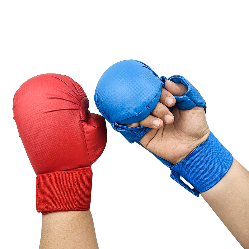 Karate Gloves Red BLue Thumb Protection Thickened Karate Hand Guards MMA Adult Children Pouching Mitts Boxing Glove