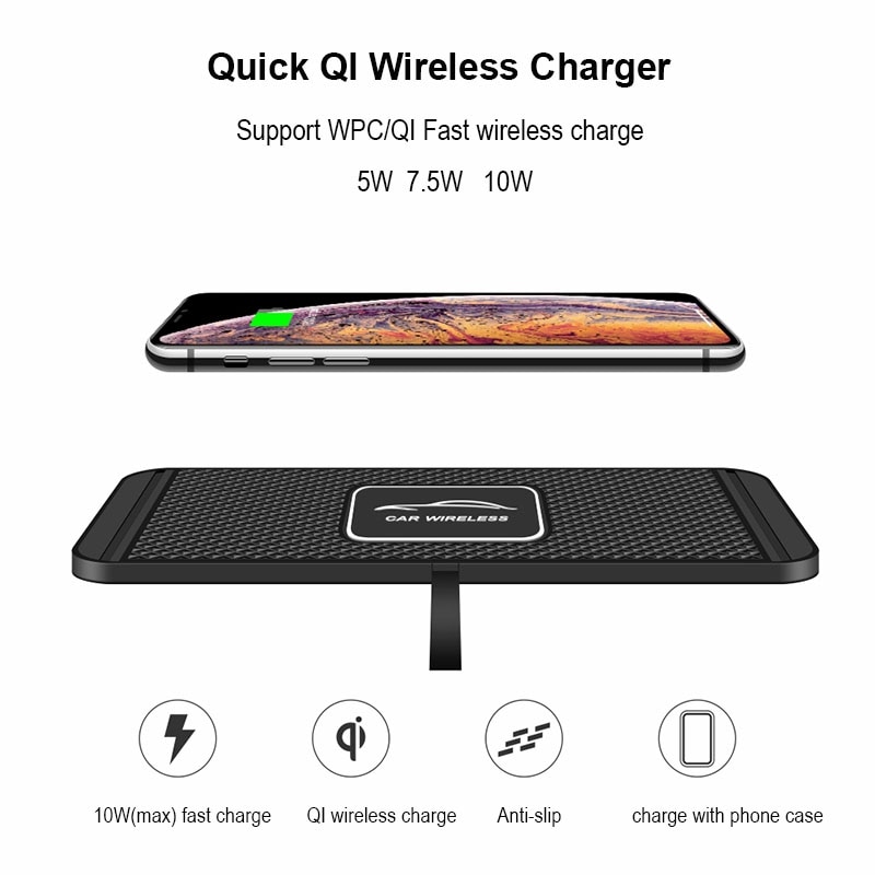 C1 Auto Drahtlose Ladegerät Pad für iPhone 11 Profi Max Samsung S10 Plus Huawei QI Drahtlose Ladegerät Auto Armaturenbrett Lagerung schublade