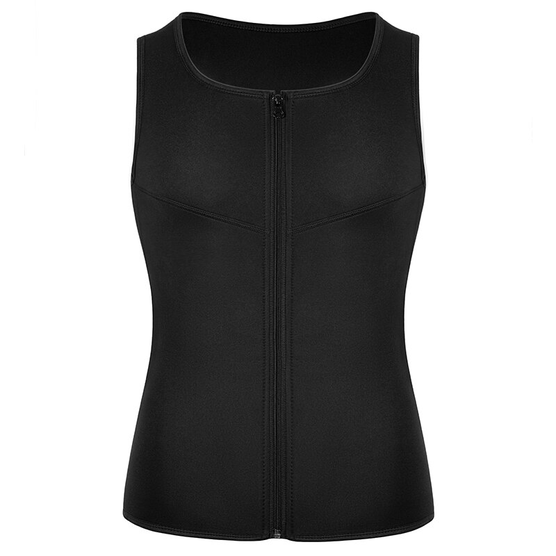 Neoprenowy męski czopiarki Sweat, kamizelka dla mężczyzn gorset Waist Trainer Vest regulowane urządzenie do modelowania sylwetki treningu z podwójny zamek błyskawiczny na kombinezon do sauny: M / Black Zipper