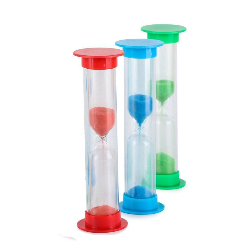 Sand timer sett  (5 min) stor 10 stk pakke -sett med fem minutters timeglass for barn, voksne - blå, grønn, rød av