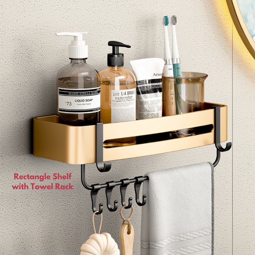 Luxury Bathroom Shelves Set Triangle Corner Shelf Shower Storage Rack Holder Wall Mounted Toilet Organizer Shampoo Organizer: Rec A