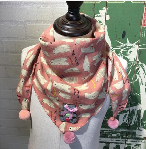 primavera bebés, niños, flores pañuelos Otoño Invierno niñas cuello cálido niño cuello bebé bufanda: pink bear