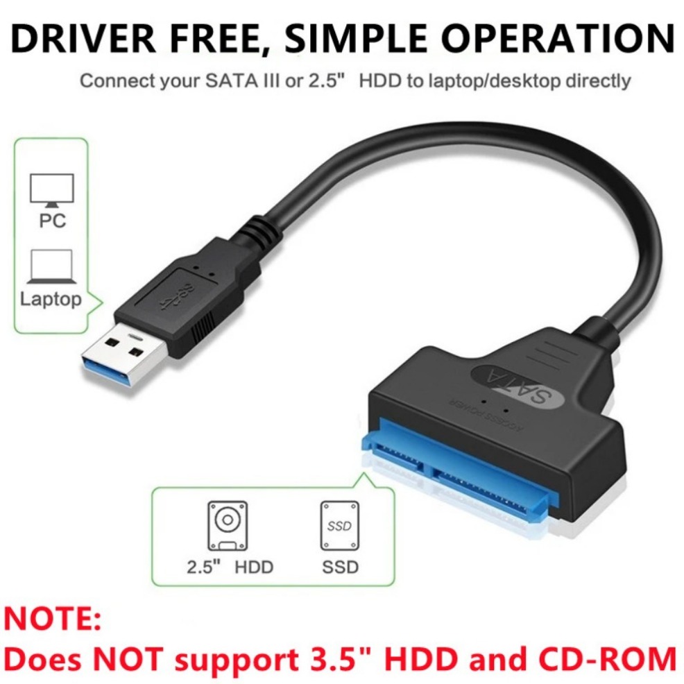 SATA to USB Cable USB 3.0 USB 2.0 to Sata III Cable Up to 6 Gbps for 2.5 Inch External HDD SSD Hard Drive SATA 3 22 Pin Adapter