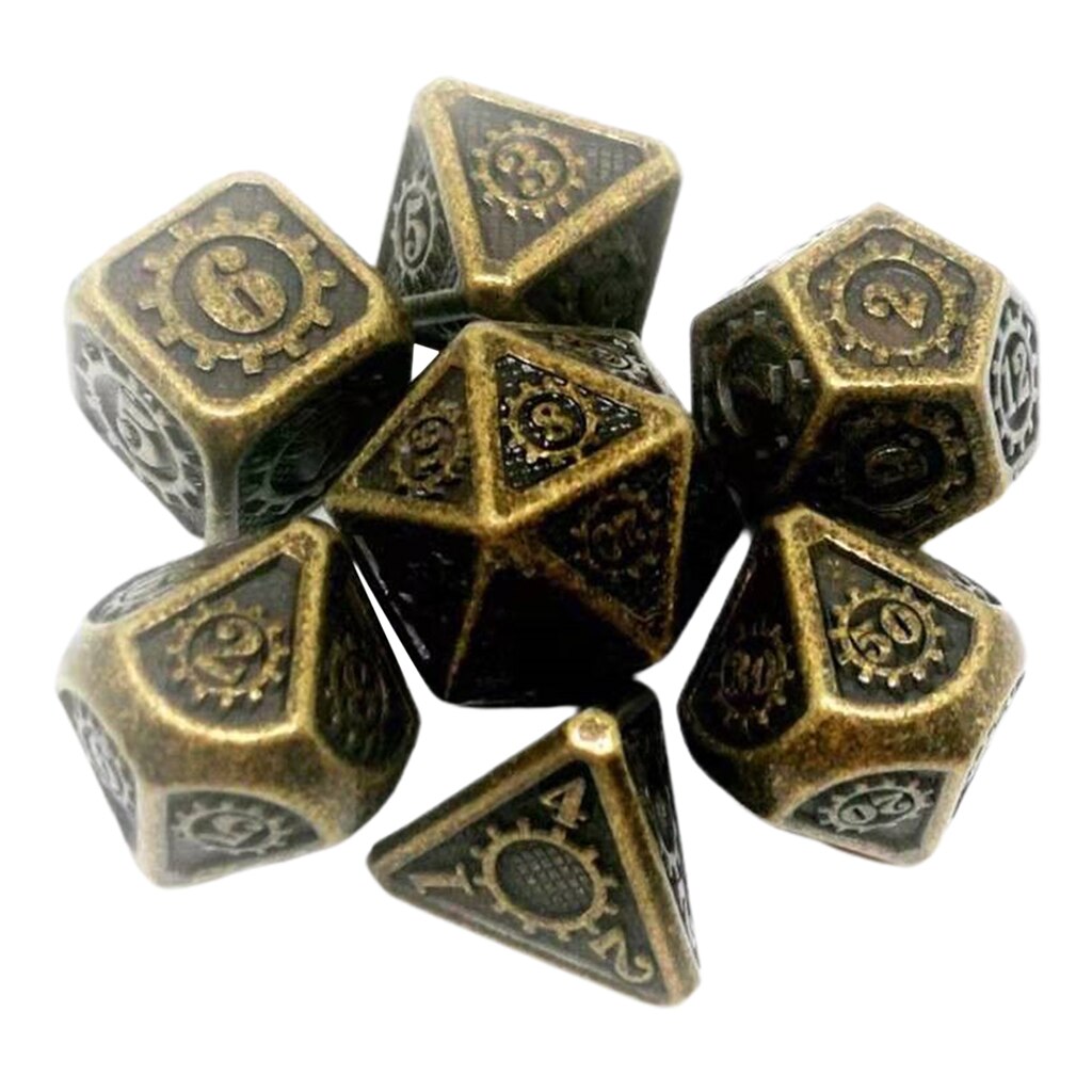 7 stuks/pak meerzijdige zinklegering dobbelstenen voor dragon scales d&d rpg bordspellen: 02