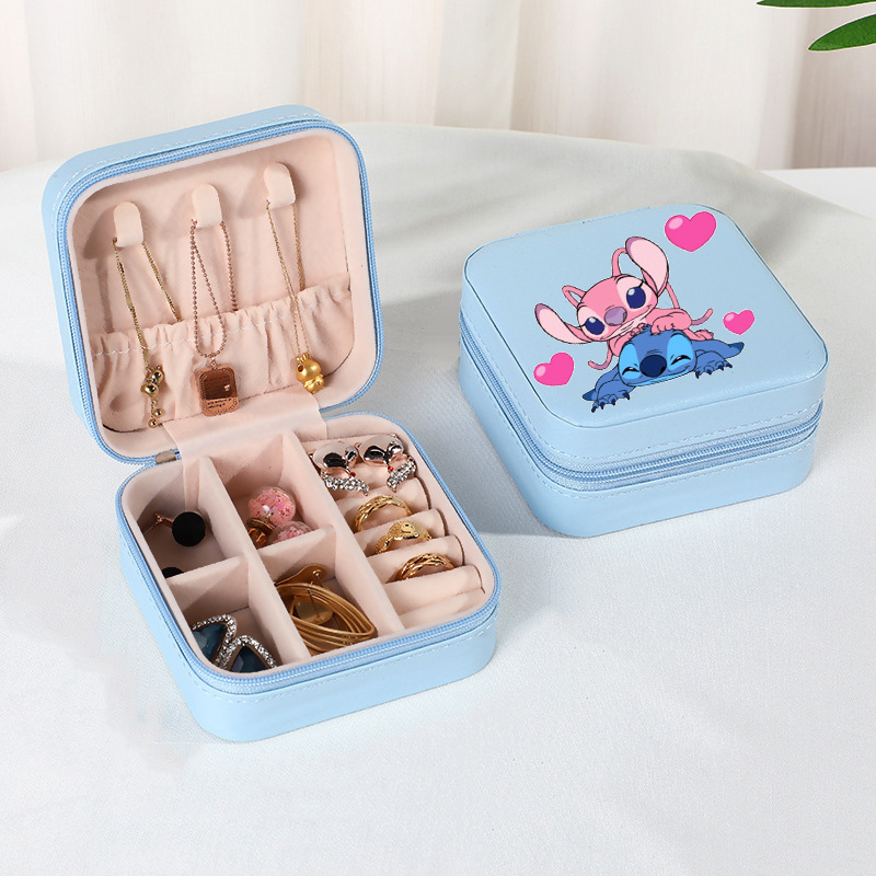 Stitch Draagbare Mini Sieraden Opbergdoos Reisorganisator Sieraden Case Sieraden Organizer Display Opslag Oorbellen Houder Case