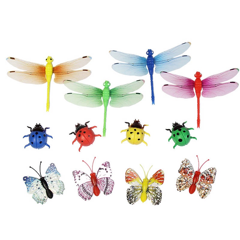 12 Stuks Vlinder Dragonfly Ladybird Kamer Wanddecoratie Koelkast Magneten Stickers Multifunctionele Pvc Drie-Dimensionale Behang