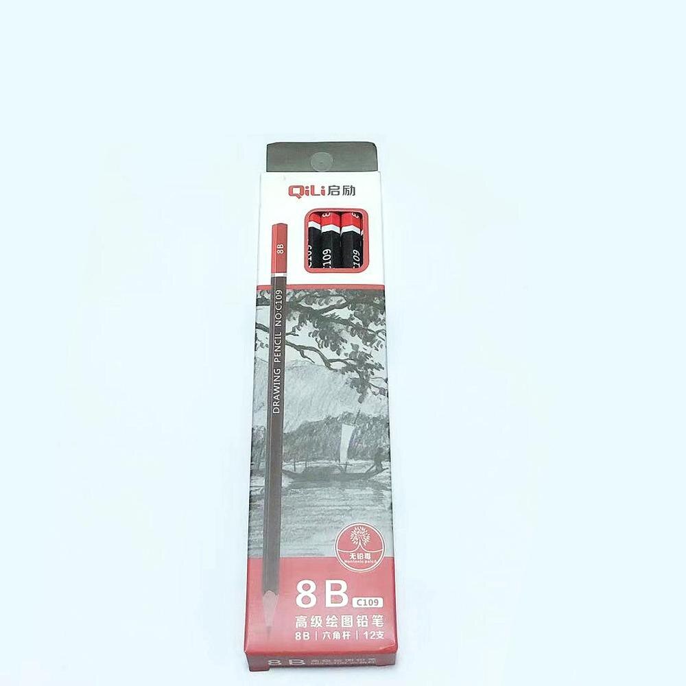 12 pcs/box Sketch pencil HB 2B 3B 4B 5B 6B 8B 10B 2H 3H Soft medium hard carbon pen Office school drawing pencil: 8B