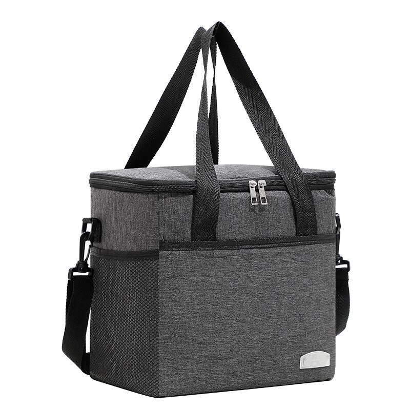 25L Lunch Box Thermal Cooler Bags Work Food Carrier Portable Picnic Snacks Storage Tote Ice Bag Insulated Handbags for Women Men: Medium Black