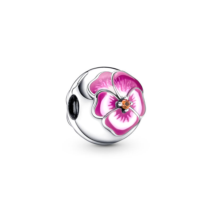 DIY Jewelry Deep Purple Pansy Flower、Pink Pansy Flower & Pink Daisy Flower Charm Bead Fit Original Silver 925 Europeans Bracelet: Brown