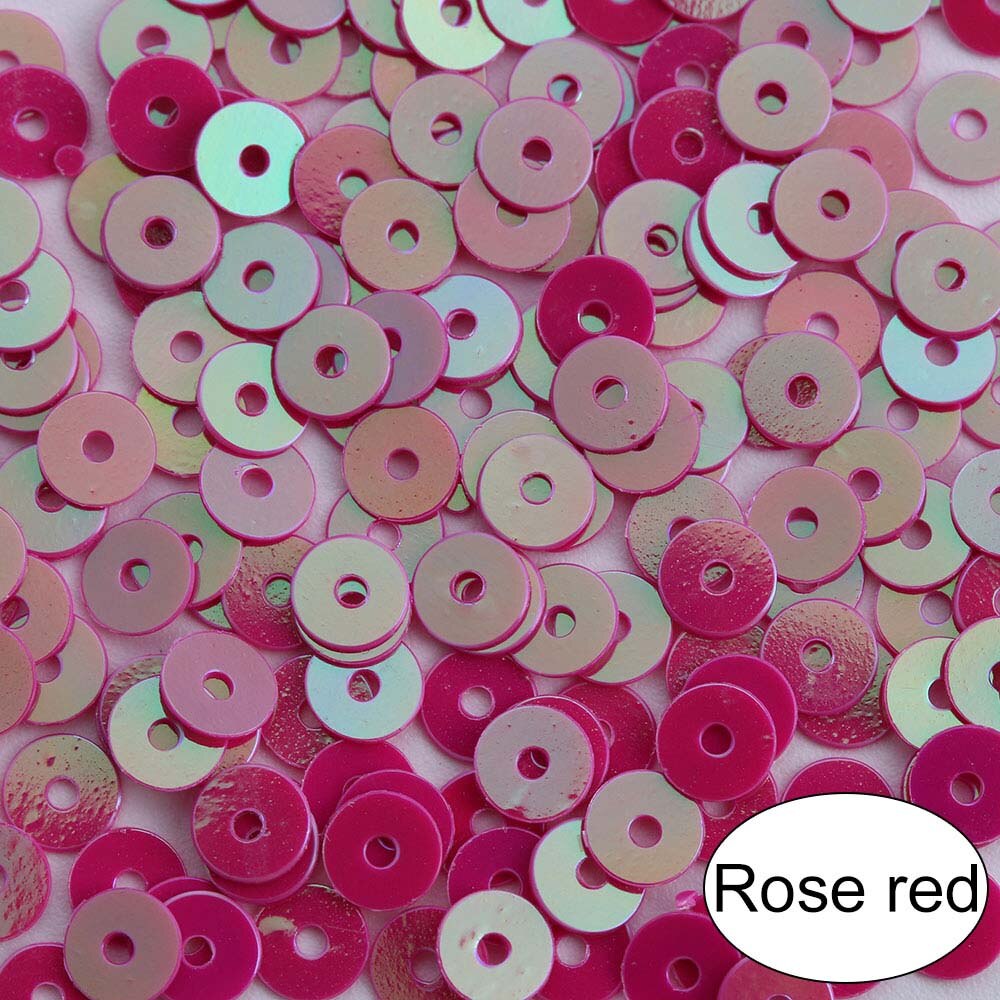 1000 stuks/zak 4mm veelkleurige losse plastic pailletten voor thuisfeesten, bruiloftsdecoratie, facetkralenversiering, doe-het-zelf naaiaccessoires: Rozenrood