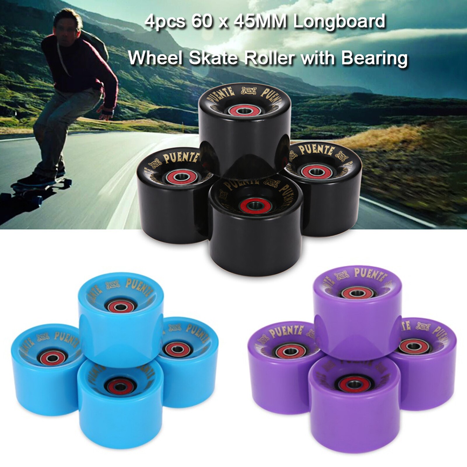 4Pcs/Set Cruiser Skateboard Wheels PU Wheels Long Board Cruiser 60 X 45MM Wheels With ABEC-9 Bearings