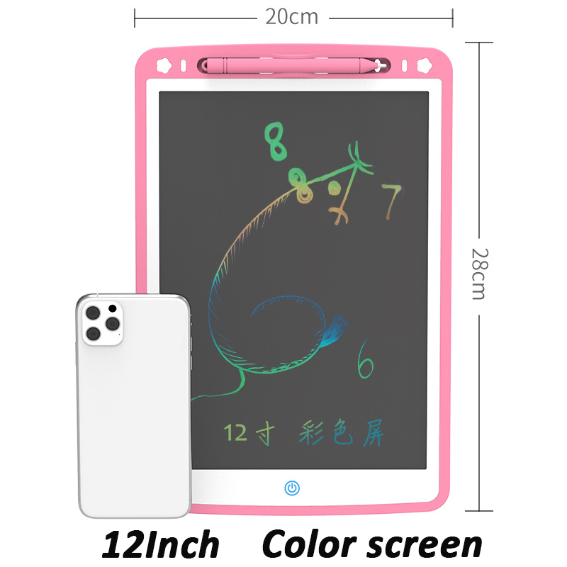 12/10/8.5/6.5 inch LCD Drawing Board Baby Drawing Writing Tablets Kids Early Educational Scratch Painting Toys For Children: 12Inch pink color