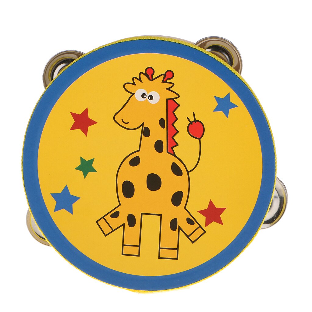 6 "sød giraf print tamburin tromme musikinstrument dans fest ktv legetøj
