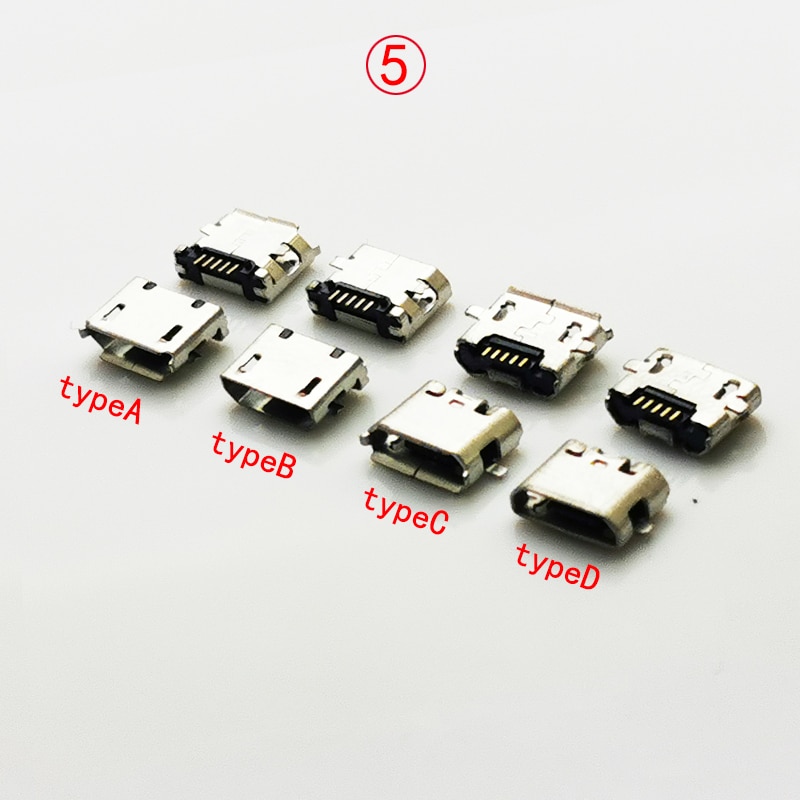10 Uds. Conector hembra Micro USB SMD SMT de 5 pines para teléfono móvil Mini conector USB PCB toma de soldadura