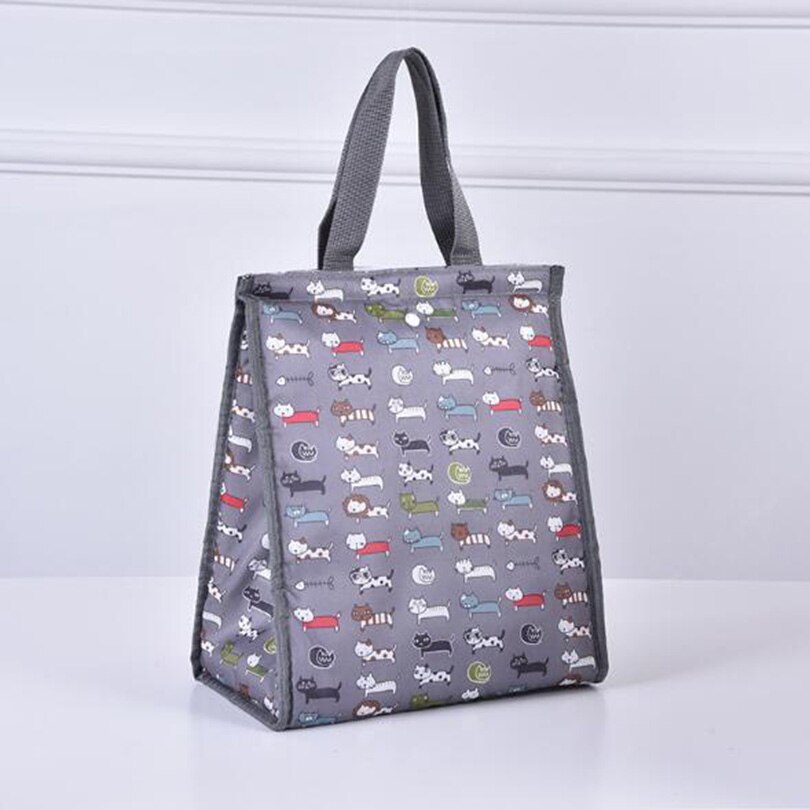 Sac à Lunch en toile isotherme Portable, motif fonctionnel, glacière thermique, sac de pique-nique pliable pour femmes et enfants: Gris foncé