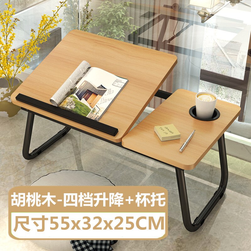 Escritorio plegable para Laptop para la cama computadora portátil bandeja para mesa de sofá para escribir 4 ángulos Mesa ajustable para Laptop con sostenedor de taza: 4