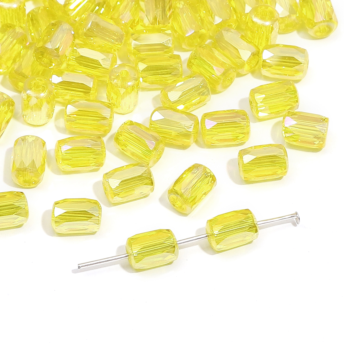 Environ 10 pièces de perles colorées plaquées transparentes en verre, perles rectangulaires coupées en vrac, faites à la main, fabrication de bijoux, accessoires de Bracelet: Violet