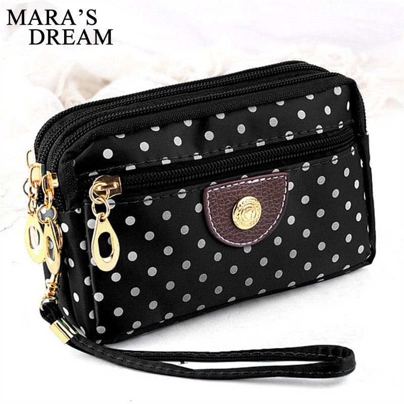 Mara's Dream Canvas Bag Handbag Female Korean Version of The Three Zipper Multi-layer Wallet Hand Bag Small Mobile