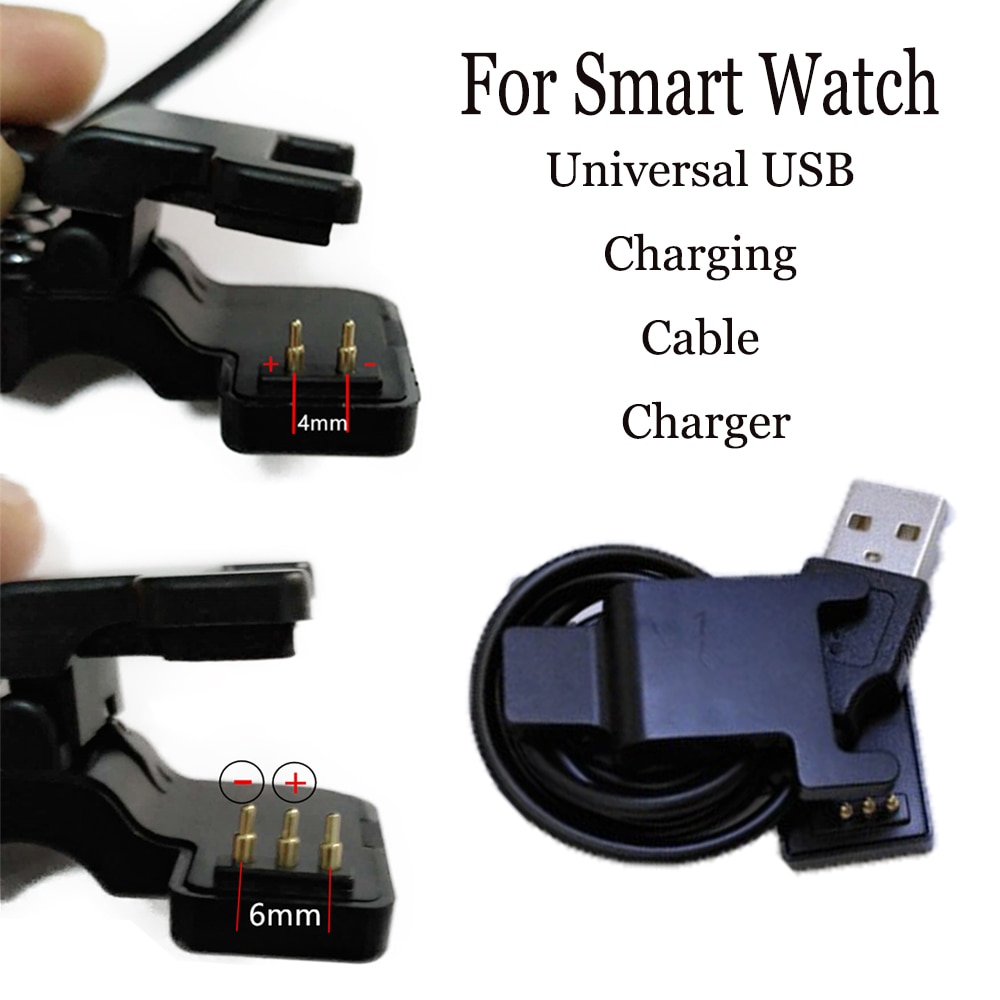 Voor Smart Horloge Universele Usb-oplaadkabel Charger Clip 2/3 Pins Ruimte tussen 4/6mm