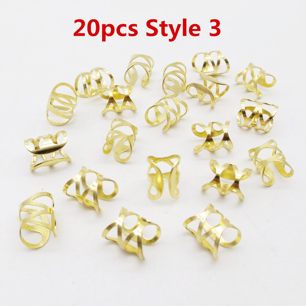 10 stk /20 stk justerbar viking hår Grue seg fletter dreadlock skjegg perler mansjetter klips til hår kvinner menn tilbehør: 20 stk stil 3