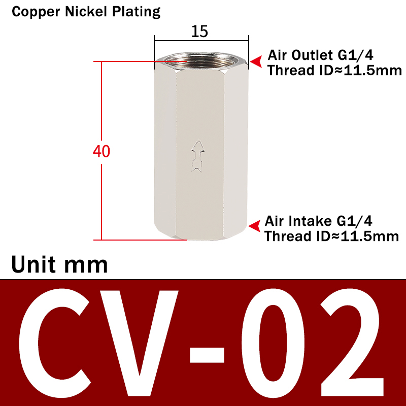 Ka -06 ka-08 ka-10 ka-15 luft tilbakeslagsventil i aluminium pneumatisk tilbakeslagsventil kobberforniklet enveisventil cv -01 02 03 04: Lilla / 1-1/4 "
