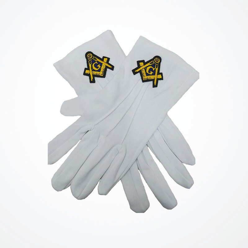 Freimaurer Insignien nutzung und stickerei stil günstige weiß Polyester hülse Freimaurer Polyester handschuhe: Nummer 4 10 Paare