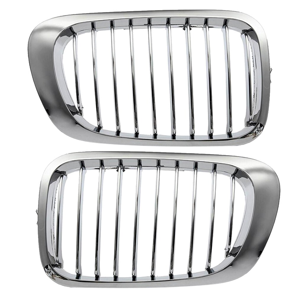 2 Pieces Front Bumper Hood Grille For BMW E46 M3 3 Series 2DR 99-06, Silver