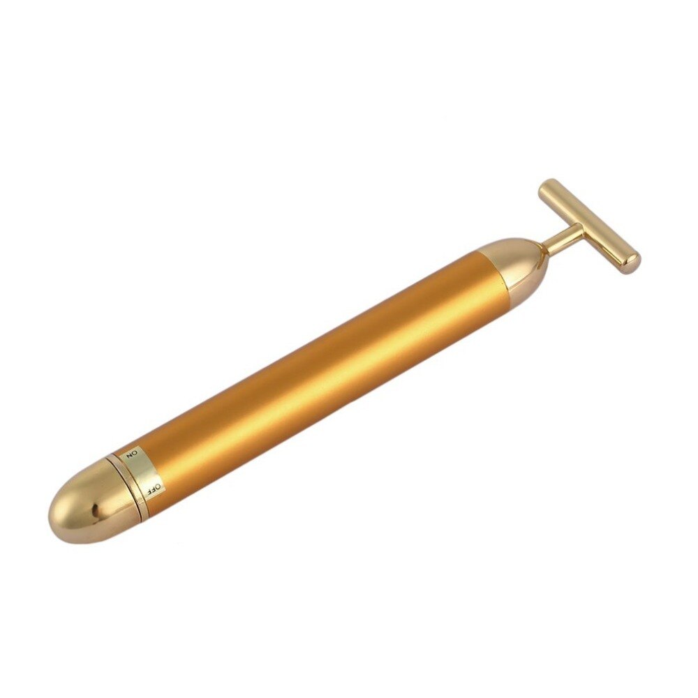 Masajeador Facial eléctrico dorado, barra de belleza eléctrica adelgazante, resistente al agua, rodillo para masaje Facial, cuidado Facial, vibración,