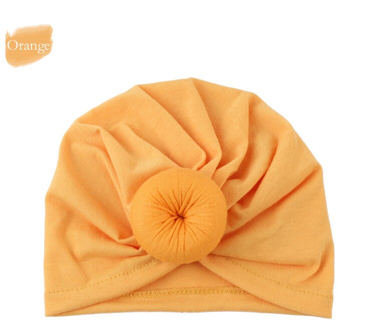 Ankomster babymössor donut bebe turban huva solid knuten keps unisex bomull mjuk söt hattar barn flickor pojke mössor keps: Orange