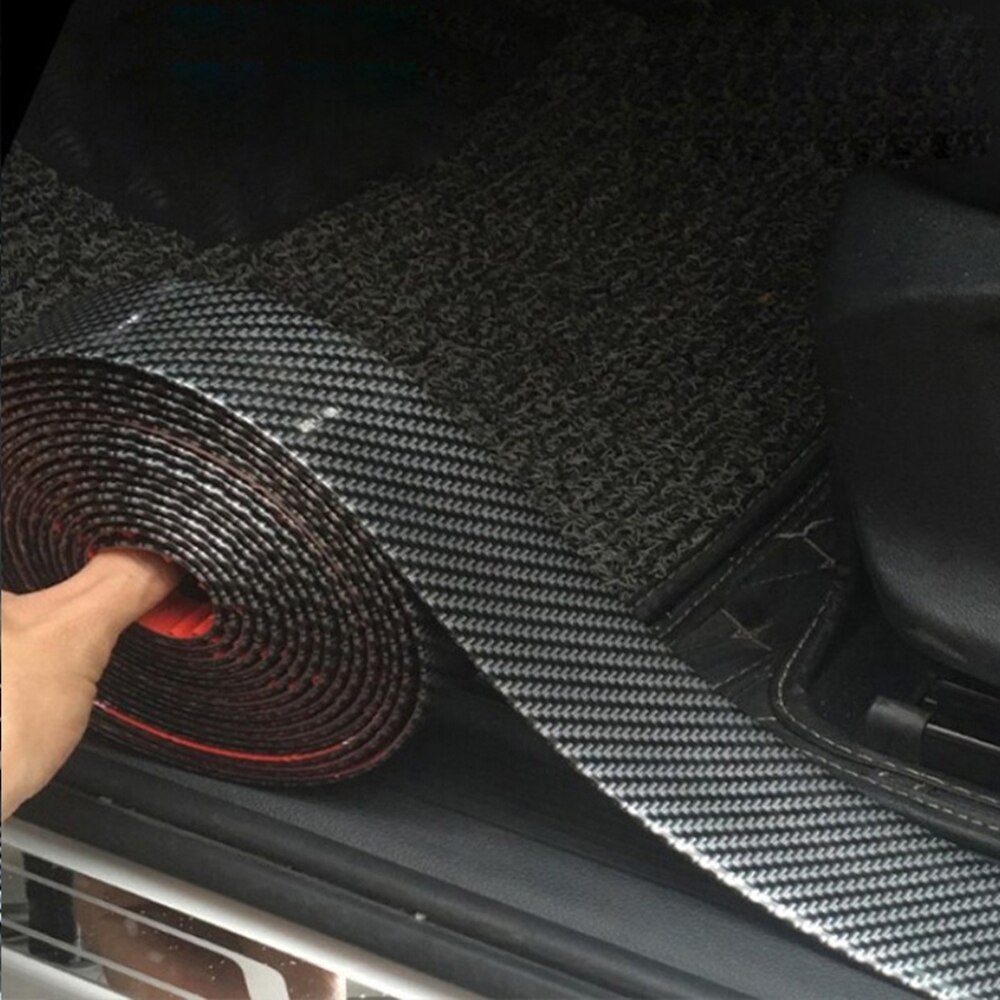 Bil klistermærker 5d kulfiber gummi styling dørkarm beskytter diy dørkarm beskytter kantbeskyttelse bil klistermærker bil tilbehør