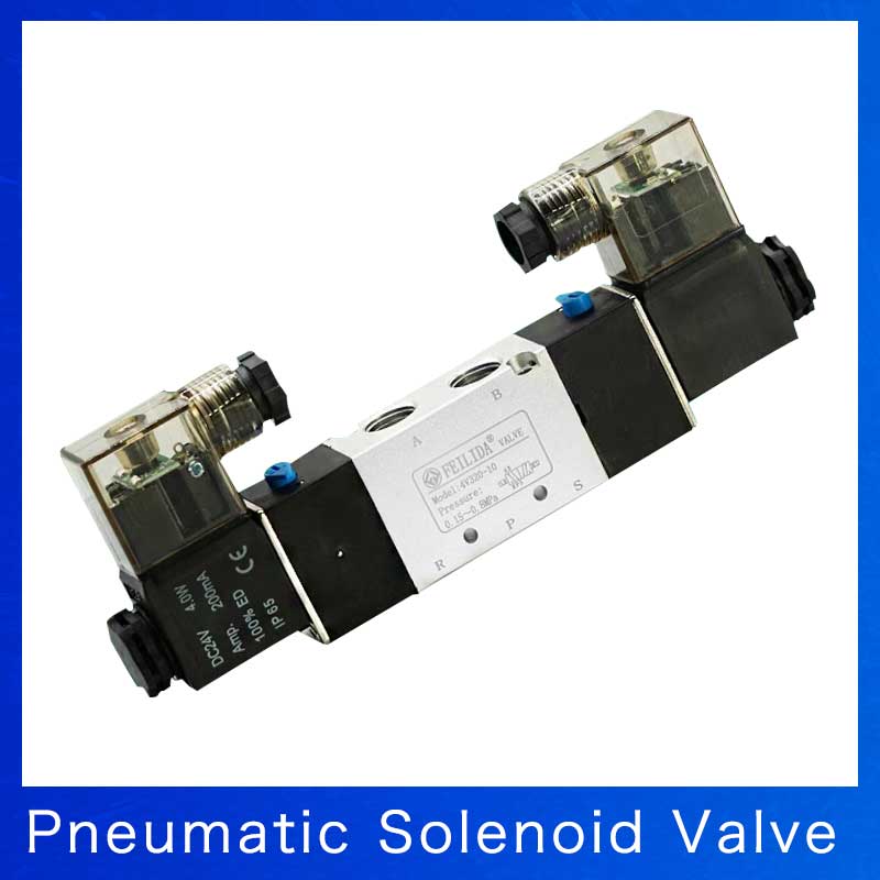 pneumatic valve 1pcs 1/4'' Ports 4V230C-08 DC 12V 3 Position 5 Way pneumatic solenoid valve