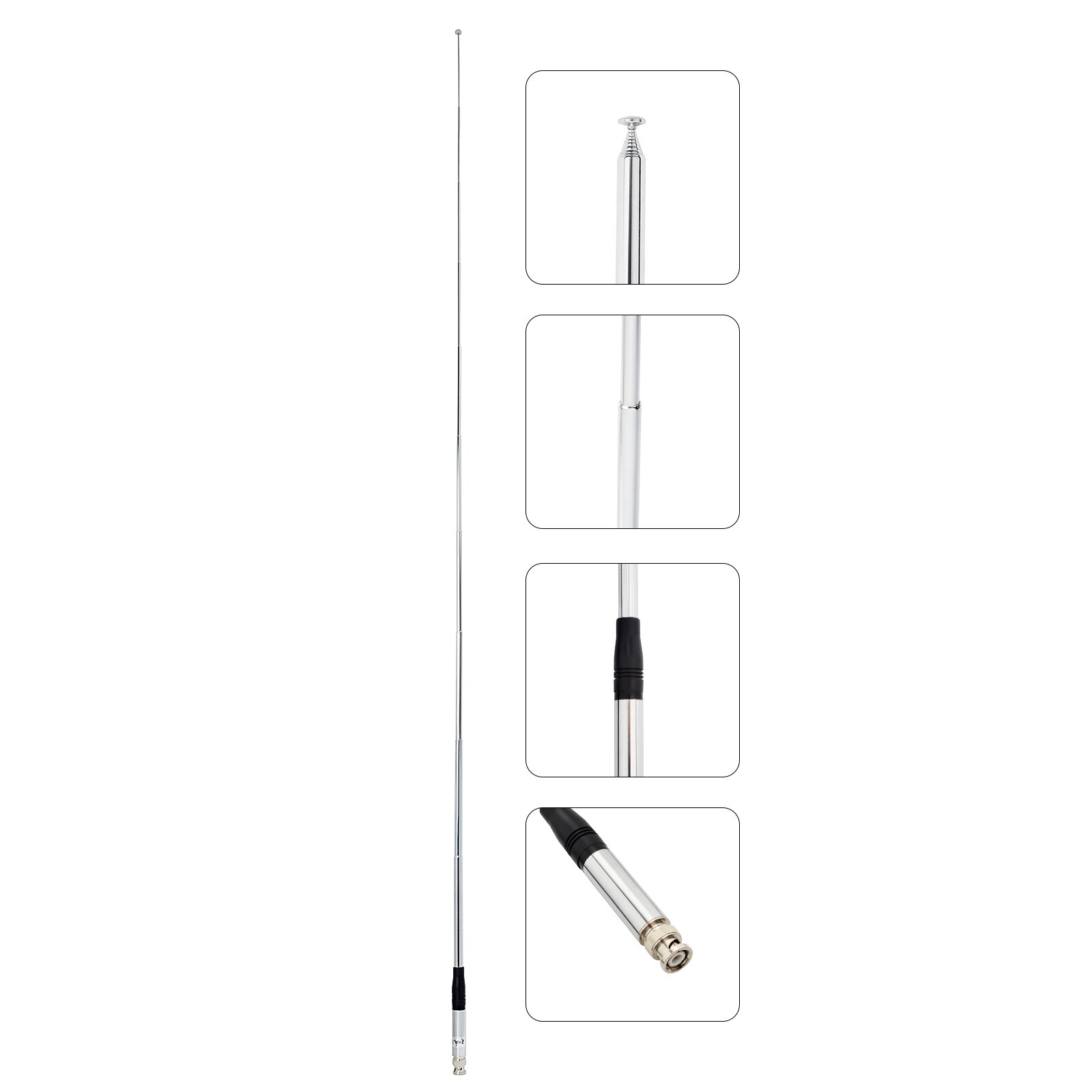 Antenne Radio CB Télescopique, 11 Mètres, 27Mhz, BNC, 130cm, 51.18 Pouces, pour Radio CB asile ra HH50WXST HH50 Midland Alan42 75-822