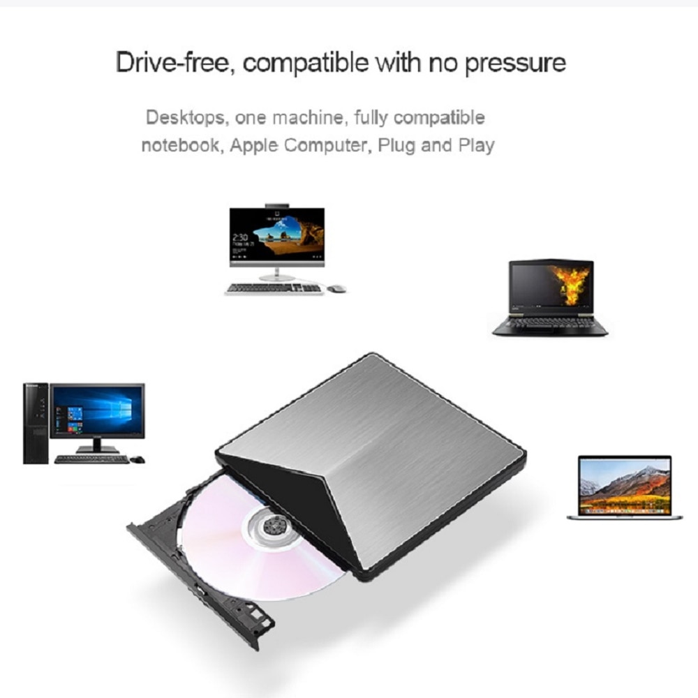 LLANO USB Optical Drive External USB 3.0 CD/DVD-ROM Combo DVD RW ROM Burner for Dell/Lenovo/Mac OS Laptop USB DVD Drive Adapter