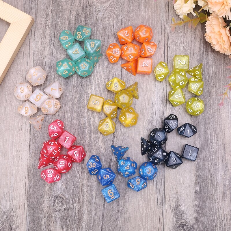 7 stücke D20 Acryl polyedrisch Würfel funkeln Doppel Farben 20 Seitige Würfel Tisch Bord Spielen Spiel für Bar Kneipe Verein Party