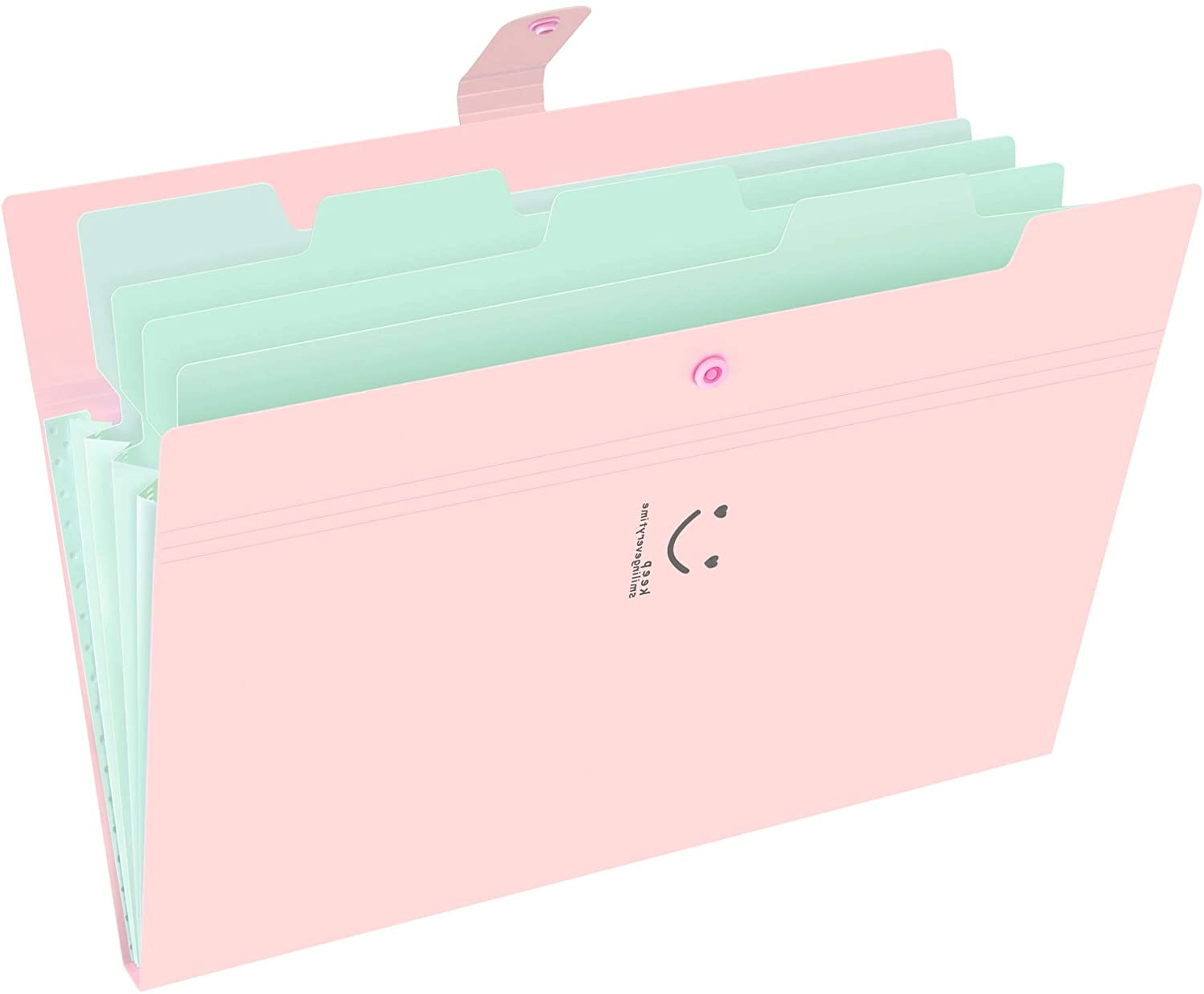Expanding File Folders 5 Pockets Document Organizer A4 Letter Size Plastic File Folder with Labels Document Holder: Pink