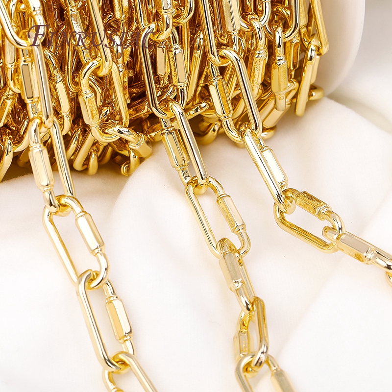 Cadenas grandes y gruesas de Metal de latón chapado en oro de 14K para hacer accesorios de collares, cadenas para hacer joyería DIY, varios estilos