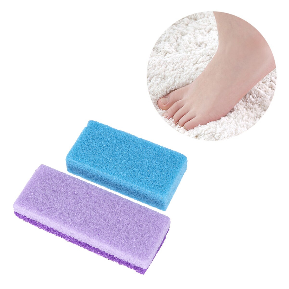 2pcs Pumice Stone Foot Care Exfoliator Pedicure Tool Foot Sponge Block Callus Remover Scrubber Dead Hard Skin (Random Color)