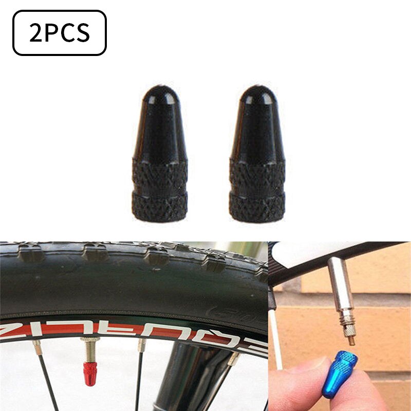 2PCS Tappo Della Valvola Della Bicicletta di Alluminio Della Bicicletta Presta Valvola Tappo di Alta Pressione Spikes Pneumatico Della Valvola Della Polvere Della Copertura MTB Della Bicicletta Della Bici accessori: Black A