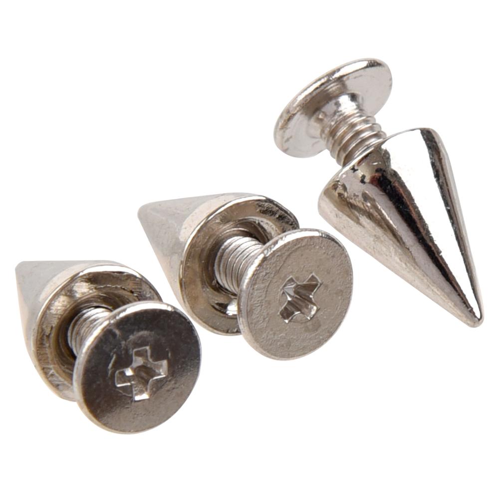 Conjunto de tachuelas de cono de plata y pinchos DIY, manualidades, remaches Punk para ropa, bolso, zapatos, cuero, manualidades, manualidades, 100