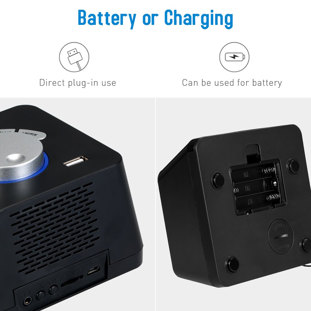 USB/Battery Alarm Clocks Adjustable Volume Display Temperature Dimmer Dual Alarm Digital Clock With FM Radio Table Clock