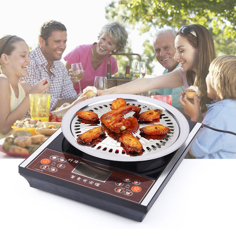 Stainless Steel Korean Roast Grill Pan Smokeless Non-Stick BBQ Stove Plate Portable Household DIY Barbecue Tray BBQ Accessories