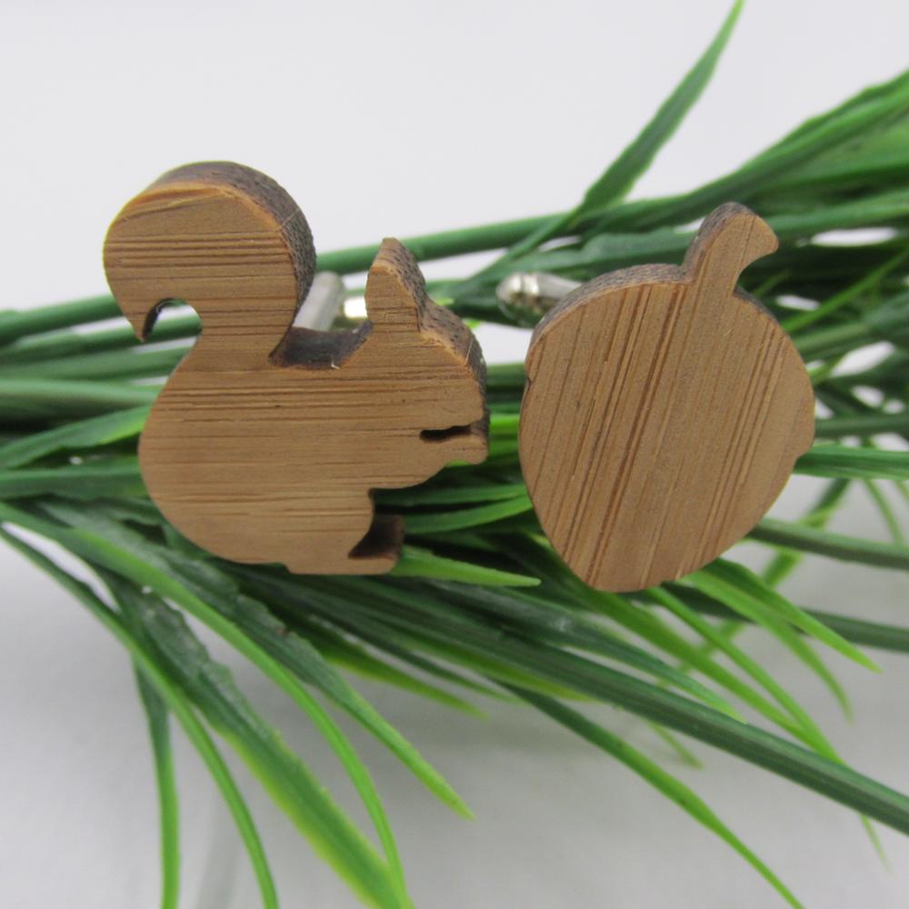 Stylish Wood Men's Cufflinks Squirrel Leaf Elephant Man accessory Wedding Business for Him