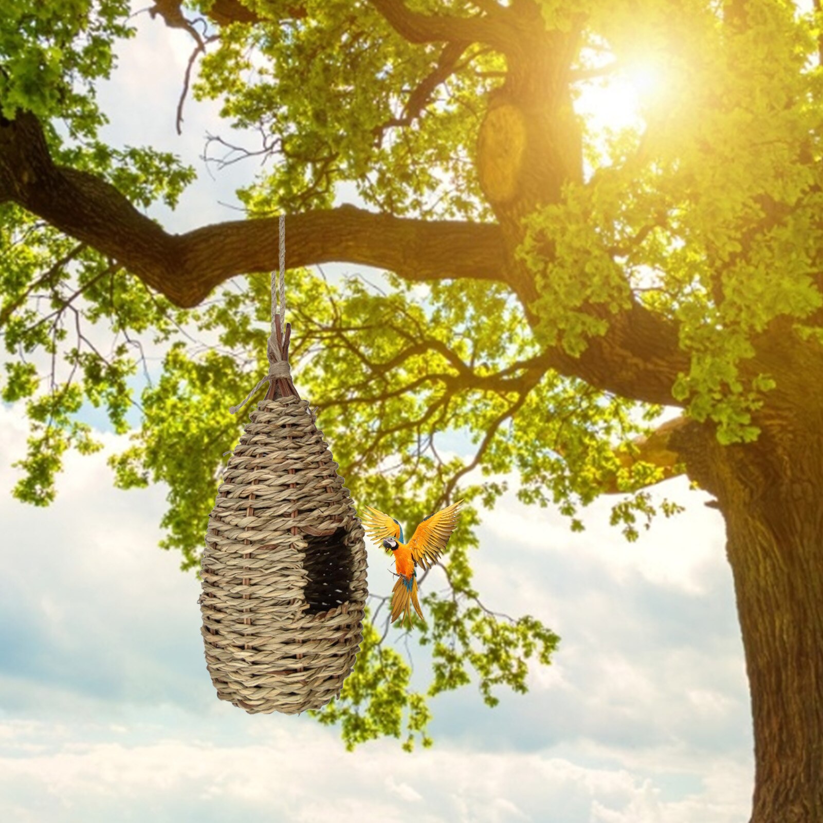 Garden Hanging Birds Nest Hand-woven Outdoor Hummingbird Cage Garden Hanging Birds Nest Hand Woven Outdoor Hummingbird Cage