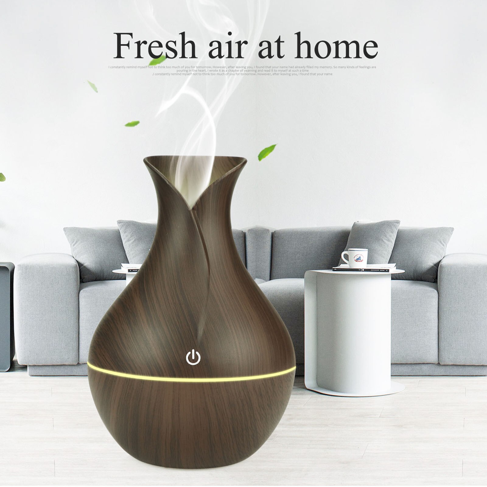 4 #130Ml Led Essentiële Olie Diffuser Luchtbevochtiger Aromatherapie Houtnerf Vaas Aroma Essentiële Olie Aroma Diffuser Luchtbevochtiger