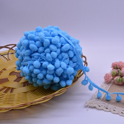 verkoop 5yd/lot 25mm breedte kleurrijke PP bal elastische kant lint kwastje trim naaien materiaal accessoires voor thuis decoratie: blue 106